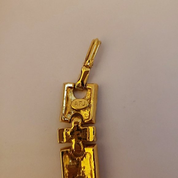 AFJ Gold Link Pave Rhinestone Tennis Bracelet - Picture 6 of 11